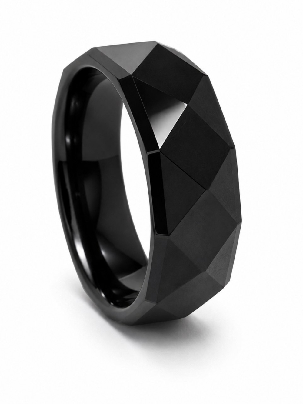 Men's Black Faceted Tungsten Ring SZ 9